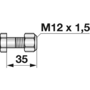 Frässchraube mit Sicherungsmuttern M12x1,5x35